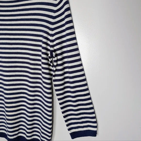 Talbots Nautical Striped Sweater Navy & White Soft Lambswool Blend Gently Used - Picture 4 of 12